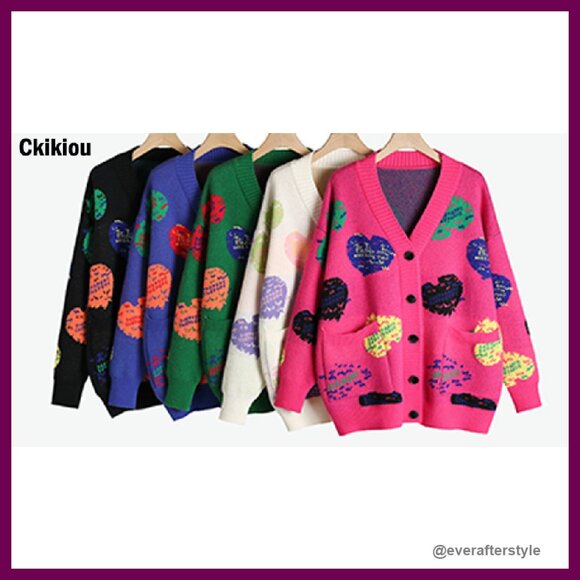 Oversized Chunky Knit Cardigan Button Down V-Neck Cozy Fall Winter - Picture 7 of 8